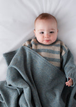 Load image into Gallery viewer, Burrow &amp; Be 100% Wool Knit Baby Blanket- Stone Blue
