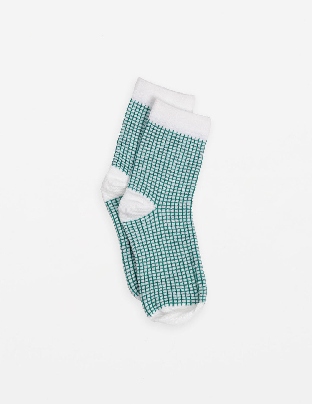 Stella & Gemma Socks White with Green Grid