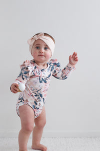 Burrow & Be Long Sleeve Flutter Bodysuit- Fleur Print