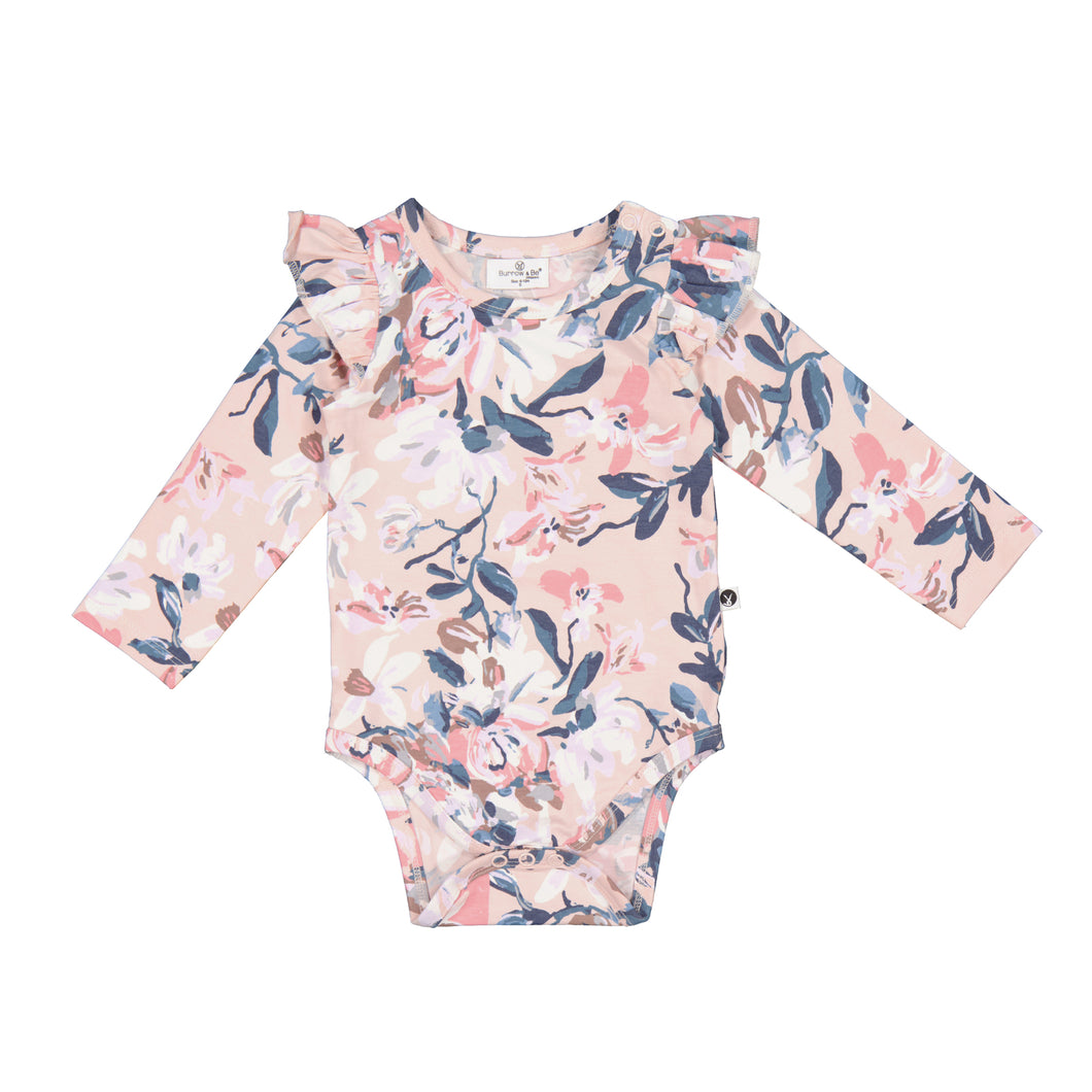 Burrow & Be Long Sleeve Flutter Bodysuit- Fleur Print
