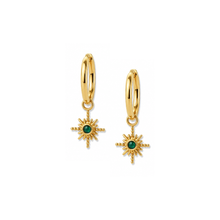 Load image into Gallery viewer, Fabuleux Vous Steel Me Yellow Gold Kelly Green Starlight Earrings
