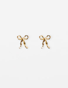 Stella & Gemma Ribbon Bow Earrings- Gold