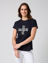 Load image into Gallery viewer, Stella &amp; Gemma Soho Cuff Tee- Deep Navy Leopard Cross
