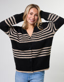 Load image into Gallery viewer, Stella &amp; Gemma Stripe Cardigan- Black Sand
