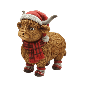 SamX Highland Cow with Tartan Scarf & Leg Warmer