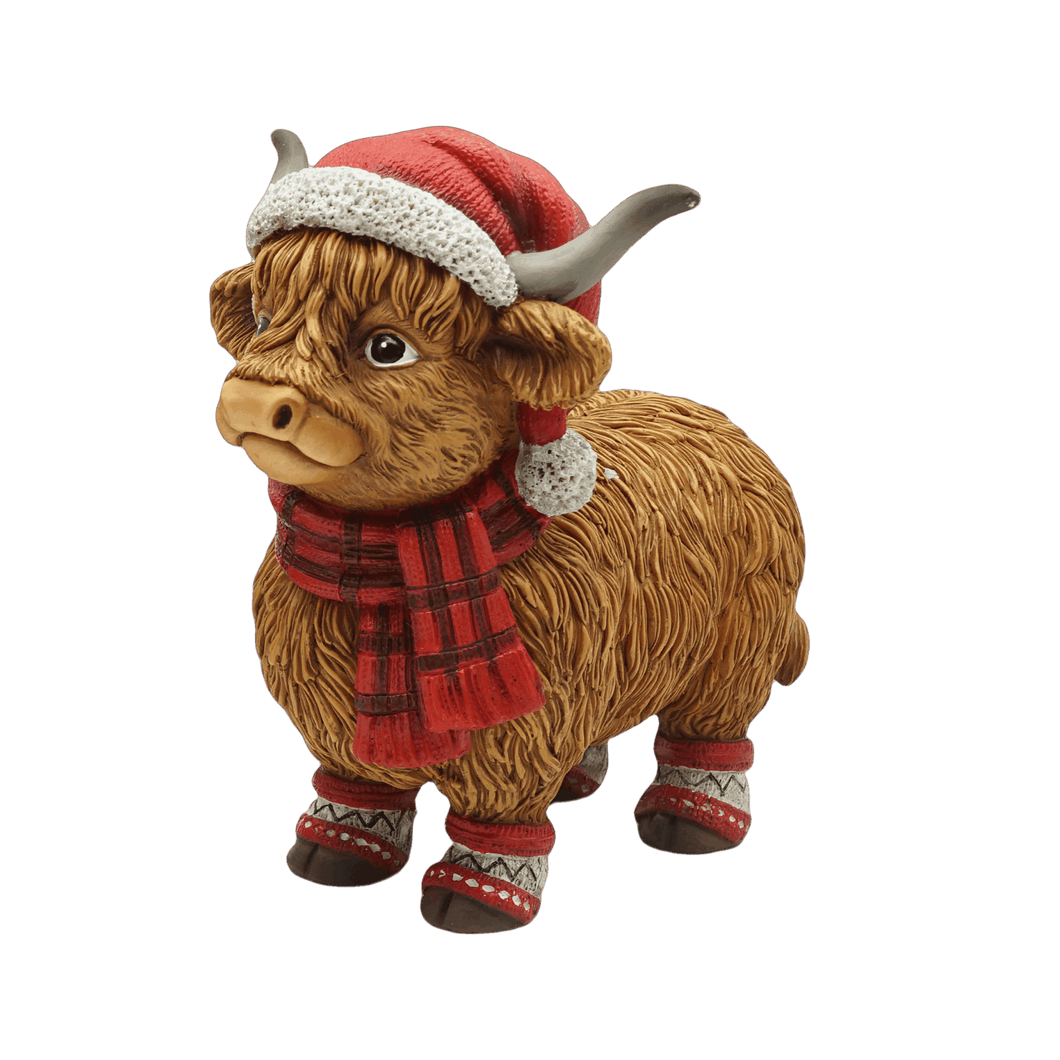 SamX Highland Cow with Tartan Scarf & Leg Warmer