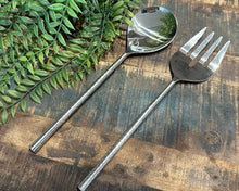 Load image into Gallery viewer, Blue Goose Round Hammered Handle Salad Servers
