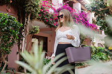 Load image into Gallery viewer, Hinza Large Plum Bag- Green Plastic
