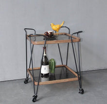 Load image into Gallery viewer, Rembrandt Wooden &amp; Metal Bar Cart Grey Glass
