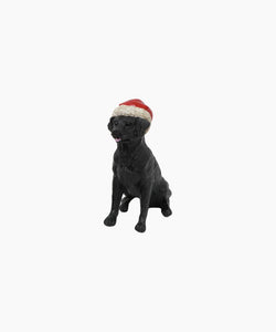 French Country Collections Black Dog with Santa Hat