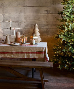 French Country Collections Red Selvedge Stripe Linen Table Runner