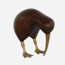 Load image into Gallery viewer, CC Interiors Wooden Brown Kiwi with Brass Legs and Beak
