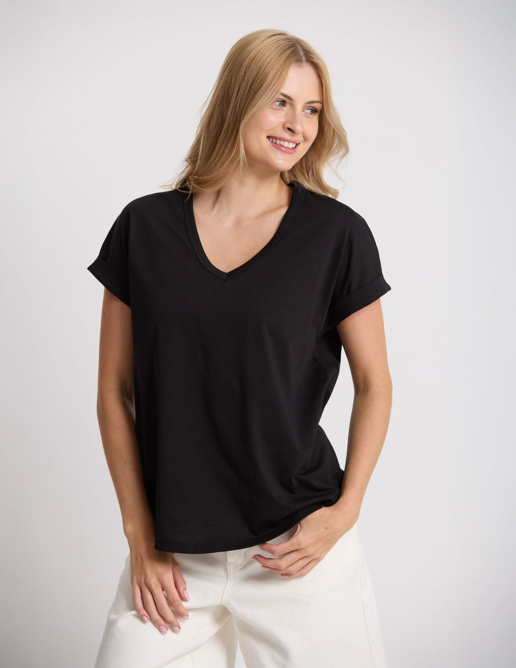 Stella & Gemma Soho Cuff V Tee- Black