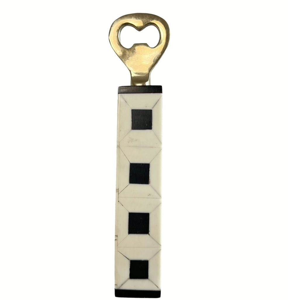 Linens & More Classic Black & White Resin Bottle Opener 19cm