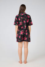 Load image into Gallery viewer, Arabella Black with Pink Flowers Pyjama set
