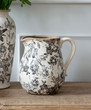 Load image into Gallery viewer, French Country Collections Black Floral Jug Short
