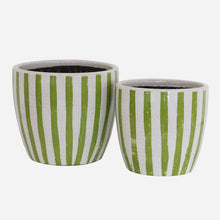 Load image into Gallery viewer, CC Interiors Lime Stripe Planter Medium
