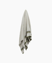 Load image into Gallery viewer, French Country Collections Green Selvedge Stripe Linen Tablecloth
