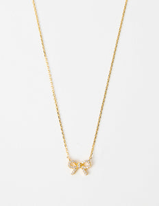 Stella & Gemma Crystal Bow Necklace- Gold