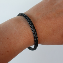 Load image into Gallery viewer, Fabuleux Vous Steel Me Black Braid Cuff Bracelet
