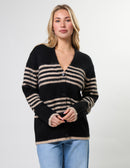 Load image into Gallery viewer, Stella &amp; Gemma Stripe Cardigan- Black Sand
