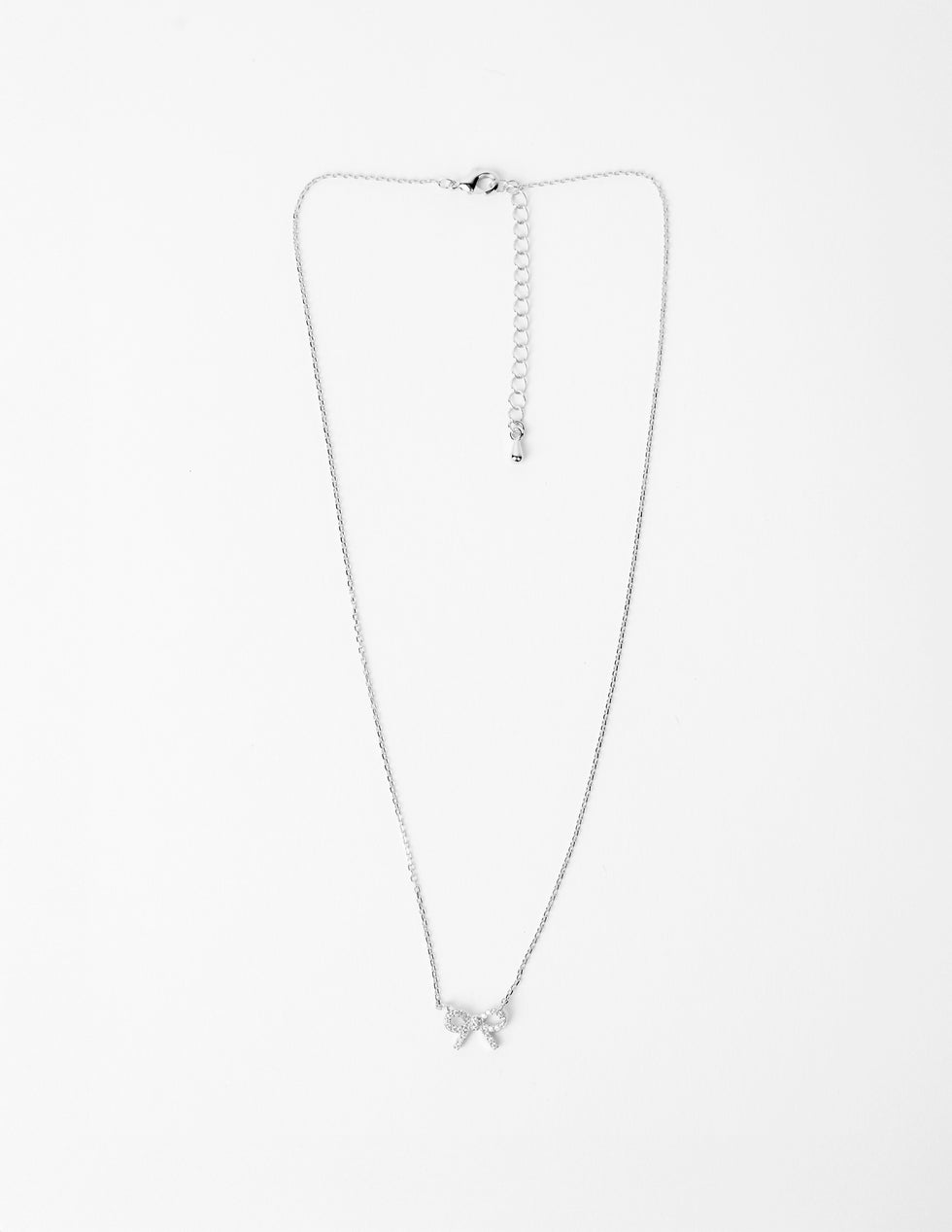 Stella & Gemma Crystal Bow Necklace- Silver