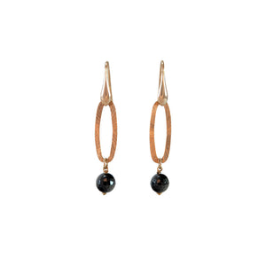 Simply Italian Oval Link & Black Agate Drop Earrings
