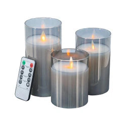 Rembrandt LED Wax Candles with Remote- Grey