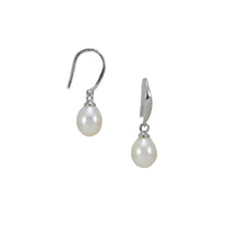 Load image into Gallery viewer, Simply Italian White Pearl &amp; Silver Drop Earrings
