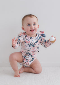 Burrow & Be Long Sleeve Flutter Bodysuit- Fleur Print