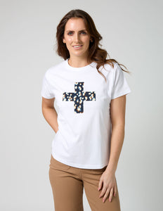 Stella & Gemma Ace T-Shirt- White Leopard Cross