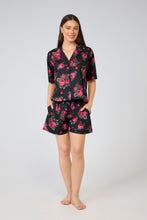 Load image into Gallery viewer, Arabella Black with Pink Flowers Pyjama set

