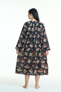 Arabella Black with Floral Long Sleeve Nightie