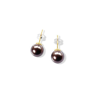Fabuleux Vous Perle Mocha 10mm Glass Pearl Earrings