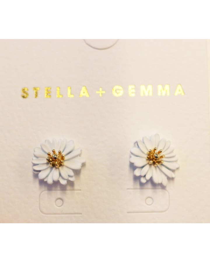 Stella & Gemma Daisy Earrings- White