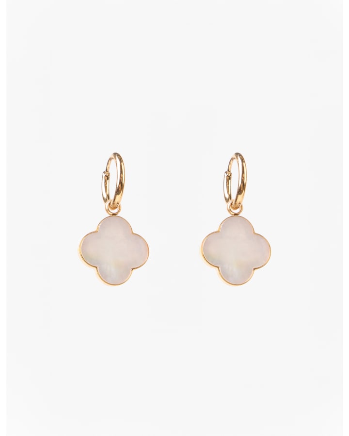 Stella & Gemma Gold Hoop Shell Clover Earrings
