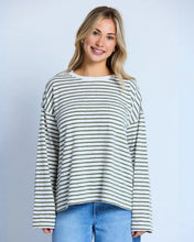 Load image into Gallery viewer, Stella &amp; Gemma Drop Shoulder Tee- Herbal Stripe
