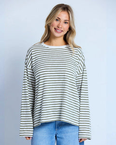 Stella & Gemma Drop Shoulder Tee- Herbal Stripe