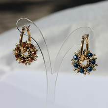 Load image into Gallery viewer, Fabuleux Vous Peacock Blue Bead Hoop Earrings
