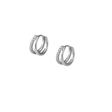 Load image into Gallery viewer, Lindi Kingi Double Embellished Huggies-Silver
