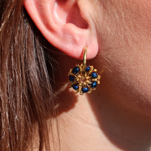 Load image into Gallery viewer, Fabuleux Vous Peacock Blue Bead Hoop Earrings
