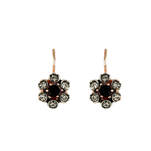 Simply Italian Onyx & Crystal Flower Earrings