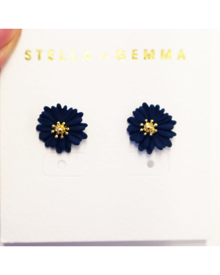 Stella & Gemma Daisy Earrings- Navy