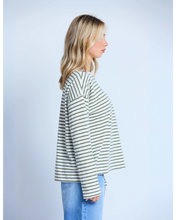 Load image into Gallery viewer, Stella &amp; Gemma Drop Shoulder Tee- Herbal Stripe
