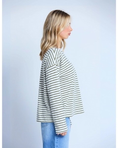 Stella & Gemma Drop Shoulder Tee- Herbal Stripe