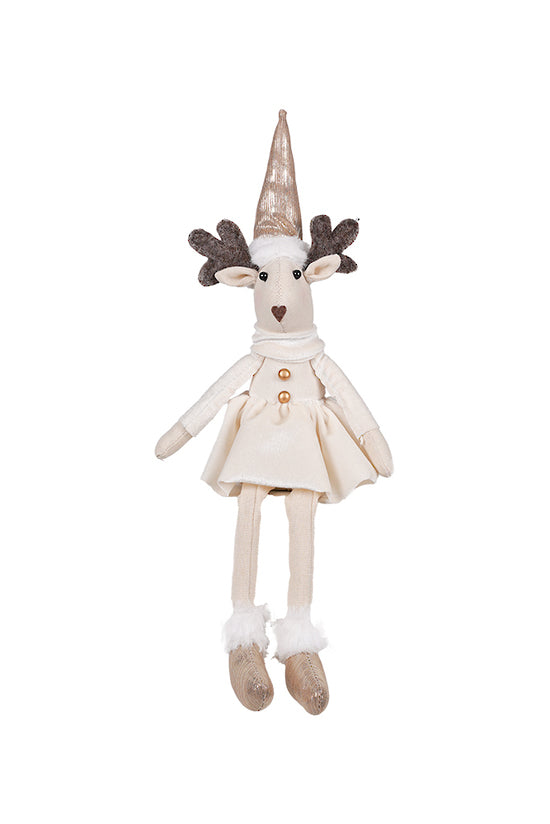Flower Systems Eldina Velvet Sitting Deer Girl Cream
