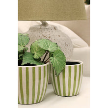 Load image into Gallery viewer, CC Interiors Lime Green Stripe Planter Large

