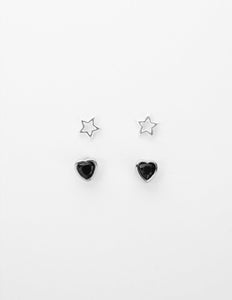 Stella & Gemma Stars & Hearts Earrings-Silver