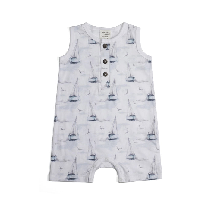 Little Bee by Dimples Cotton Romper- Boats