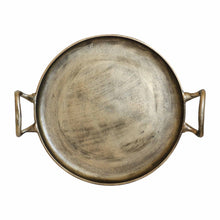 Load image into Gallery viewer, CC Interiors Round Tray with Handles in Antique Brass Finish
